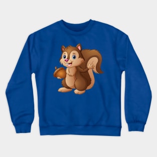 Cartoon squirrel holding an acorn Crewneck Sweatshirt